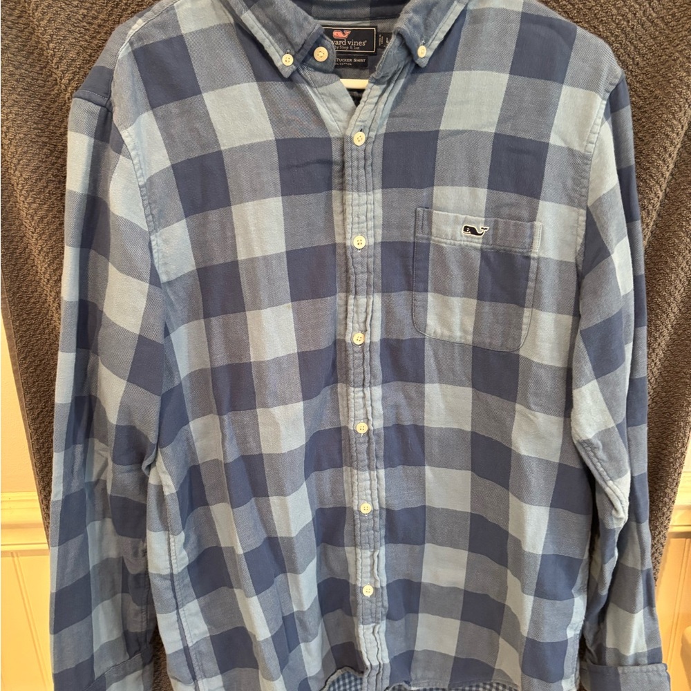 Vineyard Vines Men's Casual Blue Plaid Shirt